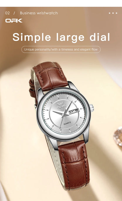 OPK Brand Women's Watch Fashion Double Calendar Quartz Waterproof Night Light 6002