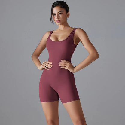New V Back Scrunch Sports Jumpsuit Women Gym Rompers Sleeveless Sportswear Bodysuits Women Casual One-Piece Suit Yoga Clothing