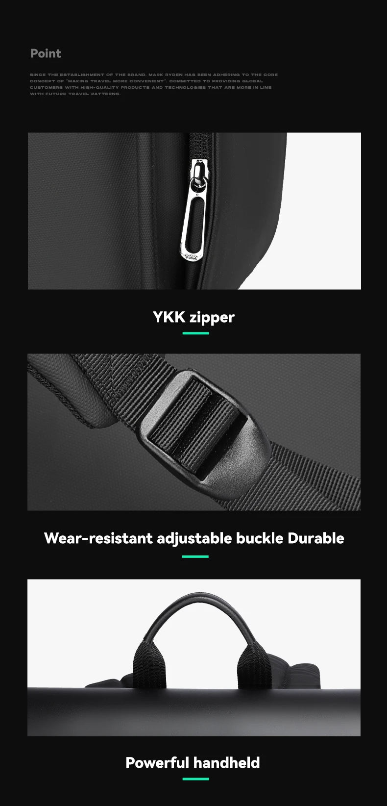 Mark Ryden Classic Business Work Black Leather Backpack 15.6 Inch Laptop Waterproof Bag School Bags Business bacbackpack for men