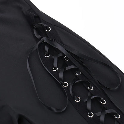 Y2K Summer Cross-band Strap Art Micro-flare Casual Pants Metal Buckle Decoration Personal Pants Women Versatile Sexy Slim Pants