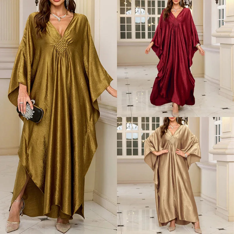 Plus Size Kaftan Dresses for Women Sparkly Glitter Batwing Sleeve Kaftan Cover Up Beach Maxi Dress Loungewear