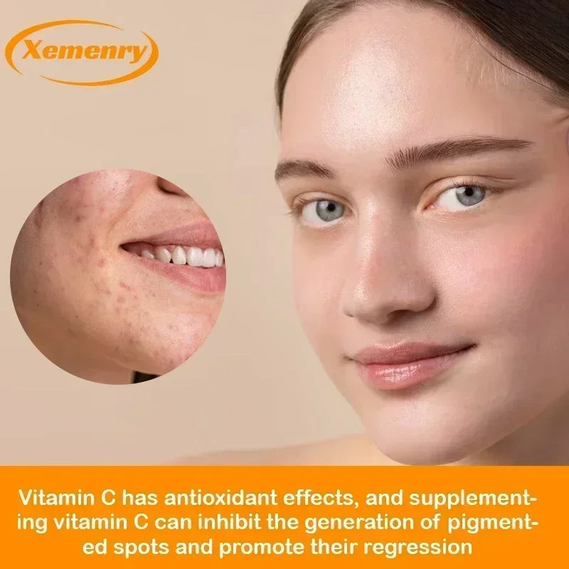 Vitamin C Capsules - Immune Support, for Cellular Energy Production, Improve Skin Brightening, Skin, Teeth & Heart Health