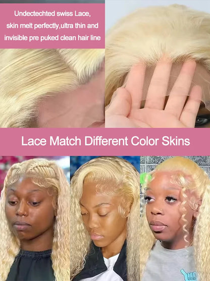 Deep Wave 13x6 HD Lace Frontal Human Hair Wig 30 40 Inch Curly 613 Honey Blonde Water Wave 13x4 Lace Front Wigs For Women 250% Badiee Stylez
