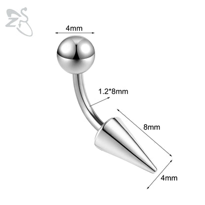 ZS 1 PC 16G Stainelss Steel Eyebrow Ring For Men Women Long Spike Curved Nose Bridge Piercing 3 Colors Cone Lip Labret Piercings Style 3 8X4X8MM