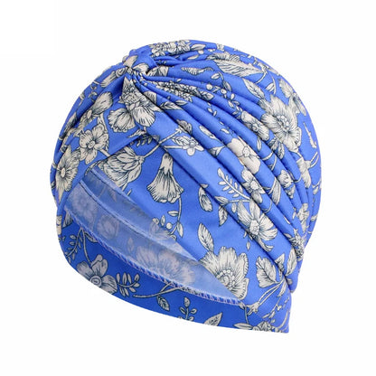 New Women Print Flower Knot Cancer Ruffle Chemo Hat Beanie scarf Turban Head Wrap Knitted Cap Hair Loss Accessories