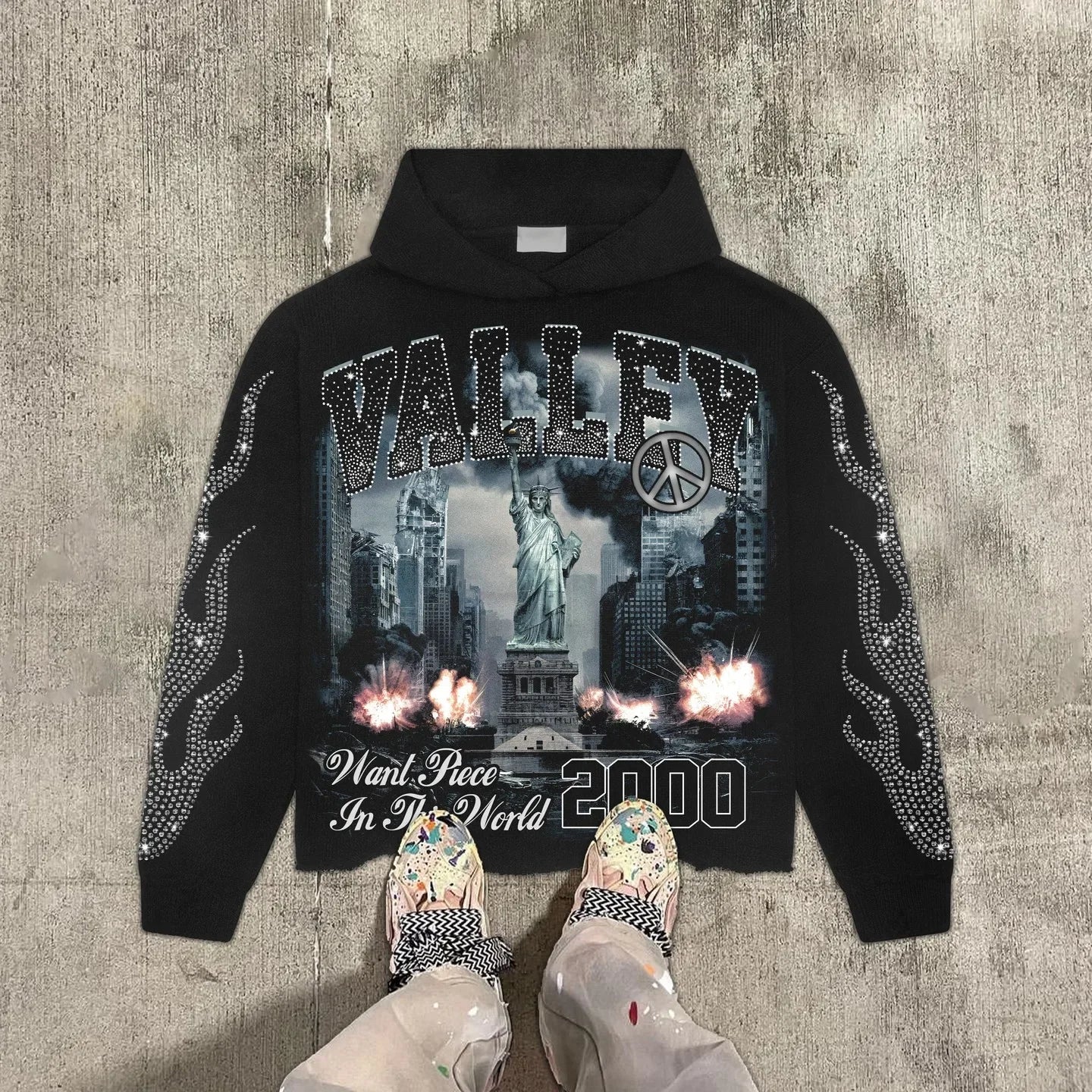 Gothic grunge Vintage Streetwear War Graphic Print Hoodies Women Y2k Tops Sweatshirt goth Oversized zip up Hoodie Mens Clothes
