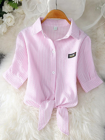2025 New Womens Tops Fashion Women Summer Chiffon Blouse Short Sleeve Casual Shirt White Ropa Mujer Blusas Feminino Red stripe