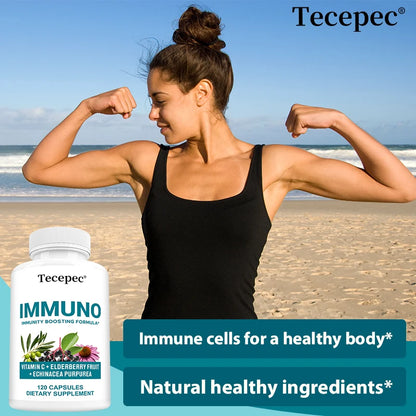 Immune Support Capsules - with Vitamin C, Elderberry Fruit, Echinacea Purpurea - Balances The Immune System and Physical Health