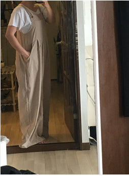Overalls Women Summer Jumpsuit Outfits Plus Size Solid Color Casual Button Wide Leg Suspender Pants Overalls with Pockets