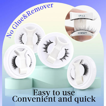 Hot Magnetic Eyelashes Set 1 Pair Reusable No Glue Needed False Eyelashes with Magnetic Tweezers Curly Faux Lashes Makeup Tool
