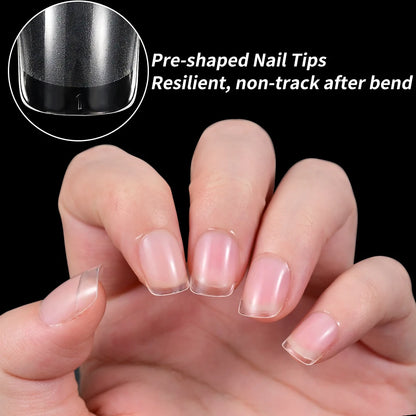 240pcs XS Fake Nails Short Square/Almond False Nail Tips Half Matte Acrylic Square Fingernails DIY For Manicure Extension Tools