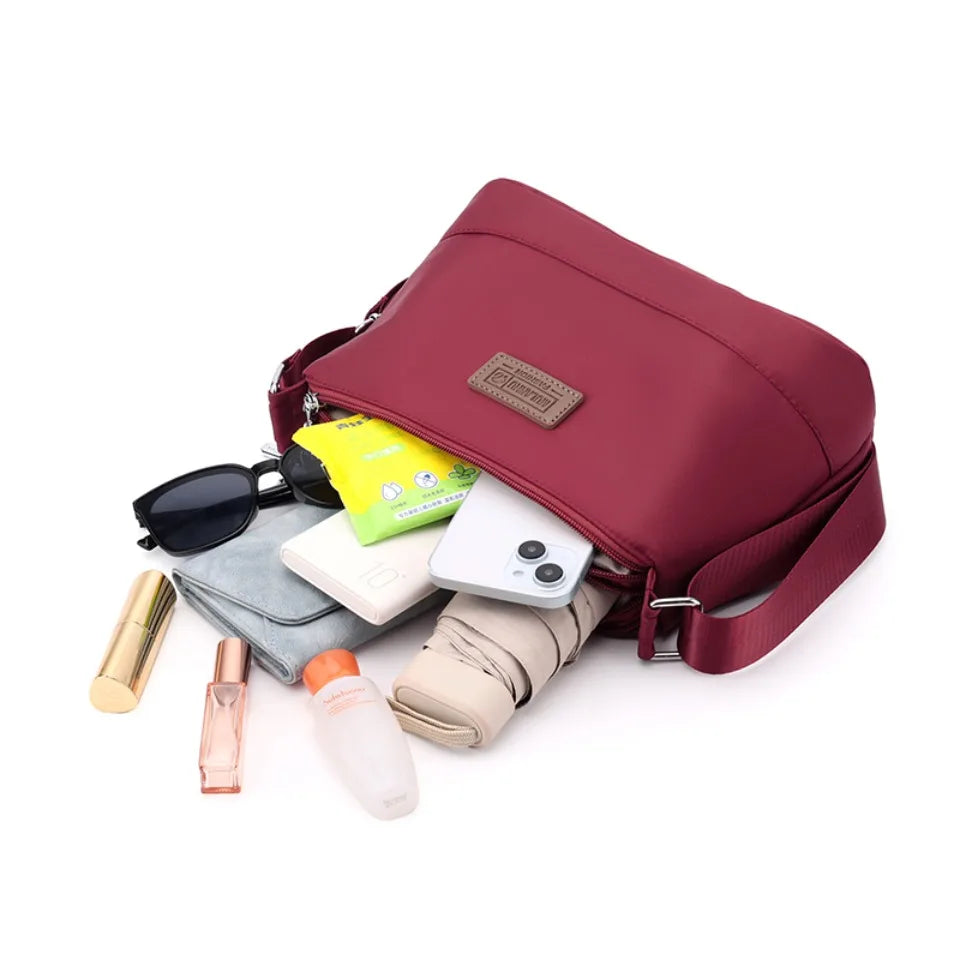 Waterproof Nylon Women Shoulder Bag Three Layers Handbag Ladies Crossbody Bags for Mother Girls Messenger Travel Daily Use Bags