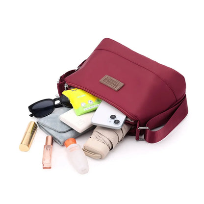 Waterproof Nylon Women Shoulder Bag Three Layers Handbag Ladies Crossbody Bags for Mother Girls Messenger Travel Daily Use Bags