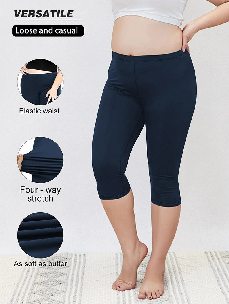 Women Plus Size Fit Short Fitness Seven Points Pants High Waist Fashion Solid 200lbs Sports Shorts Gym Outdoor Casual Yoga Pants