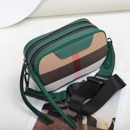Genuine Leather Fashion Camera Bag Women Luxury Crossbody Shoulder Bags Messebger Canvas Brand Designer Handbags Square Black Green