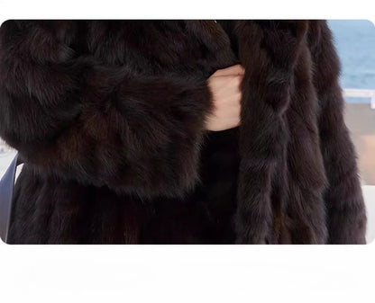 100% Natural Sable Fur Jacket Woman High Quality Long Real Fur Coat with Hood Winter Coats Women Clothing 2025 шуба женская Badiee Stylez