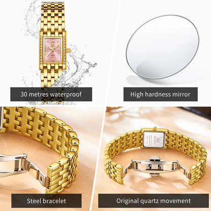 OLEVS 3700 Elegant Original Women Watches Quartz Watch Diamond Watch For Woman Square Watch Ladies Gifts New Reloj Mujer
