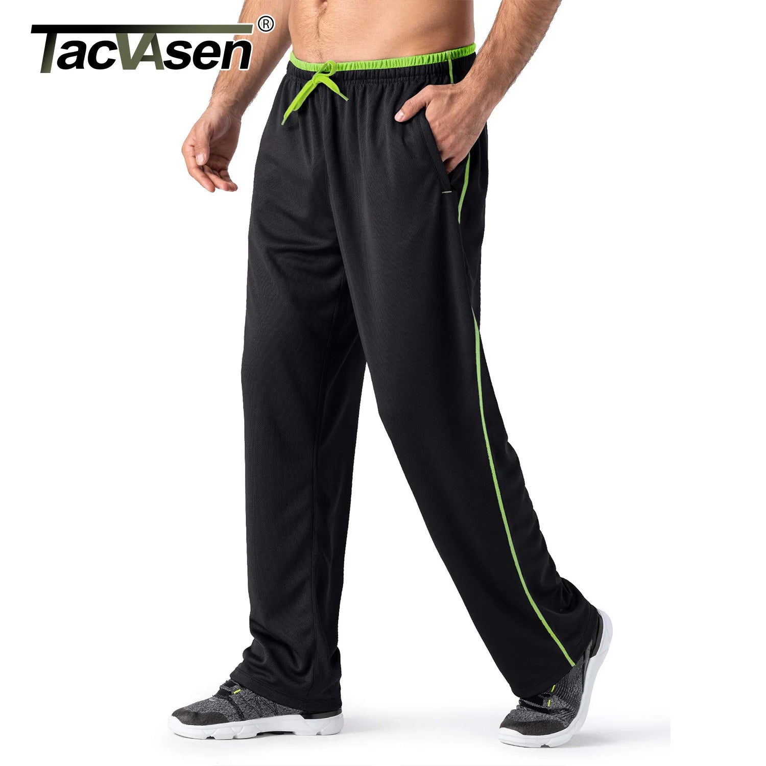 TACVASEN Breathable Mesh Sportswear Pants Men's Casual Trousers Elastic Waist Running Joggers Hiking Mountain Loose Fit Pants