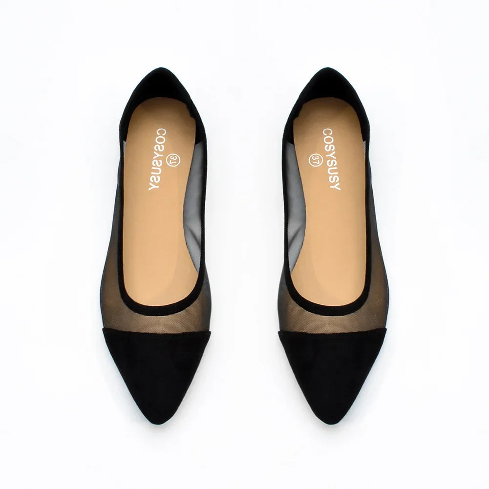 Women's Casual Sandals Pointed Spliced Flat Shoes for Women's Daily Shallow Mouth Fashion Mesh Shoes Single Shoe Women Shoes