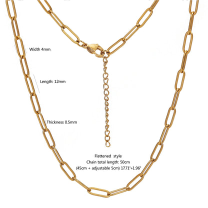 5pcs 45+5cm plated Gold Stainless Steel Link Chains Oval Bulk Necklaces Jewelry Adjustable Chains Wholesale Chokers DIY Crafts Badiee Stylez