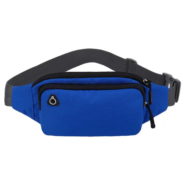 Nylon Waterproof Fanny Waist Bag Pack For Men Women Belt Pouch Male Belly Banana Ladies Bum Hip Kangaroo Sports Running Waistbag Blue CHINA