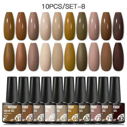 10PCS/Set Gel Nail Polish Set 125 Colors Glitter Semi Permanent Hybrid Gel Varnishes Base Top Coat Soak Off UV LED Nail Art Gel