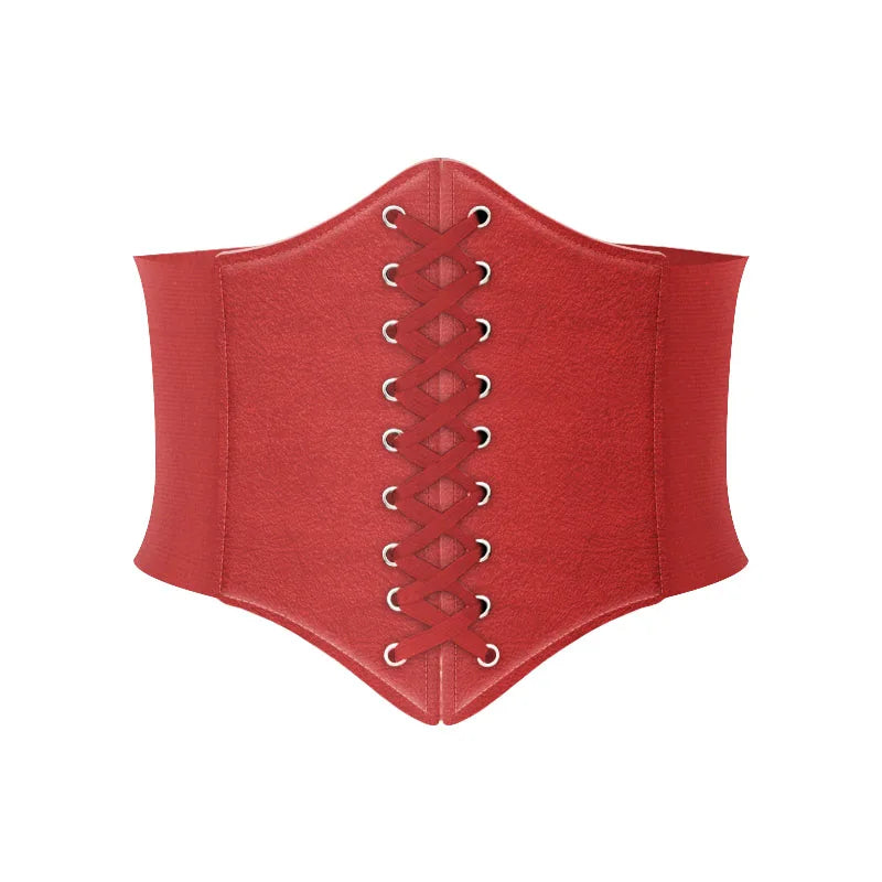 Fashion Women Corset Wide Belt Pu Leather Slimming Body Waistband Ladies Elastic High Waist Belt Gothic Dress Girdle Badiee Stylez
