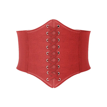 Fashion Women Corset Wide Belt Pu Leather Slimming Body Waistband Ladies Elastic High Waist Belt Gothic Dress Girdle Badiee Stylez