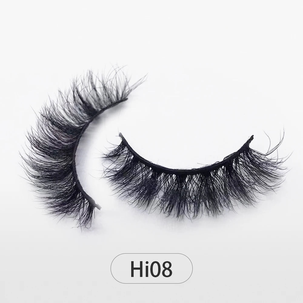 Dropshipping Reuseable Natural Long 12-15mm 3D Faux Mink Lashes Fluffy Volume False Eyelashes Cruelty Free Wispy Makeup Lashes Hi08 15mm CHINA