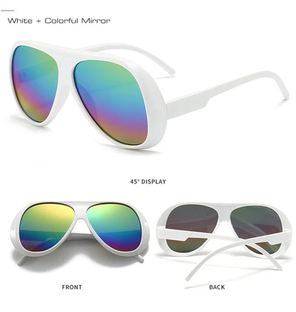 SHAUNA Fashion Oversized Pilot Men Sunglasses Retro Gradient Mirror Shades UV400 Women Sun Glasses