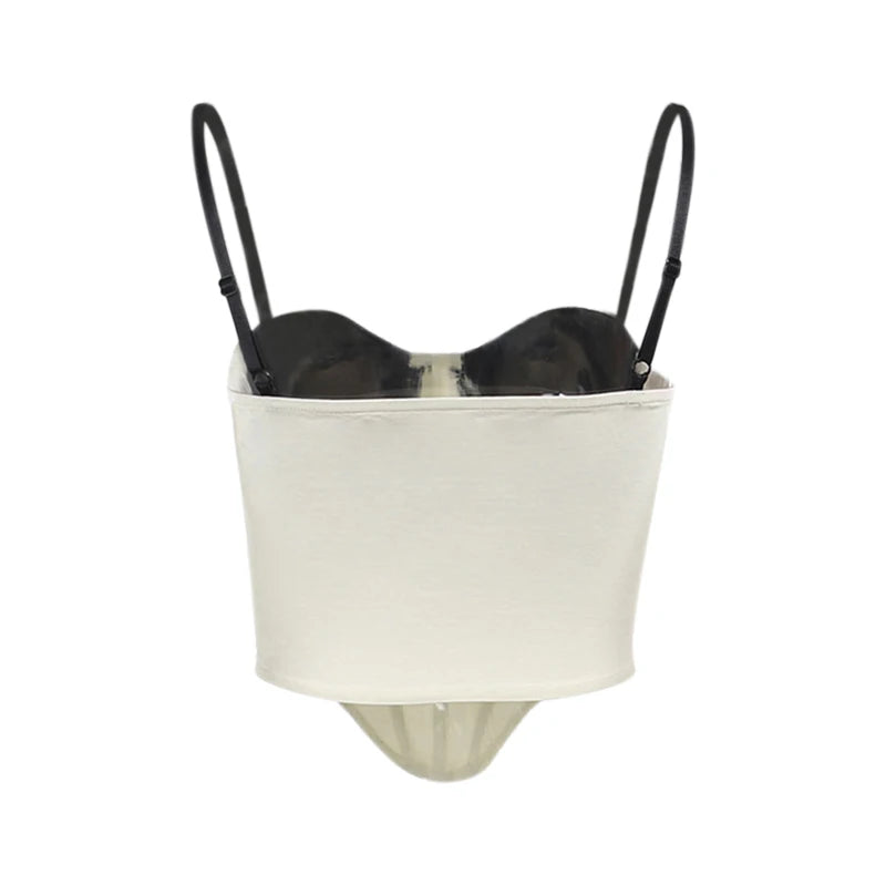 Xingqing y2k Tops Women Summer Clothes Contrast Color Spaghetti Strap Sleeveless Asymmetrical Hem Corset Tanks Party Clubwear