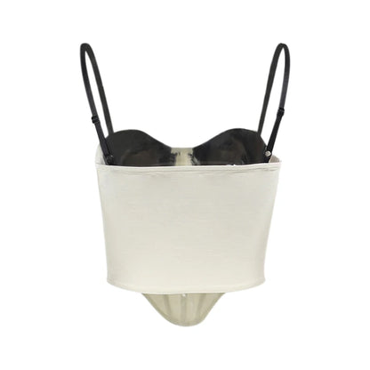 Xingqing y2k Tops Women Summer Clothes Contrast Color Spaghetti Strap Sleeveless Asymmetrical Hem Corset Tanks Party Clubwear