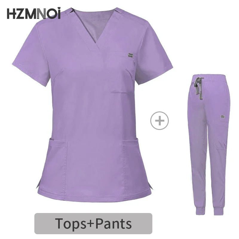 HZMNOI Short Sleeve Nurse Dress Uniform Stylish Female Womens Tie Up Medical Scrubs Nurse Uniform Medical Spa Women Uniforms Badiee Stylez