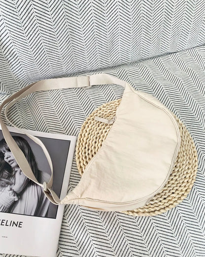 Casual Nylon Hobos Shoulder Bags for Women Lightweight Portable Ladies Crossbody Bag Simple Solid Color Female Handbags Purse Beige khaki