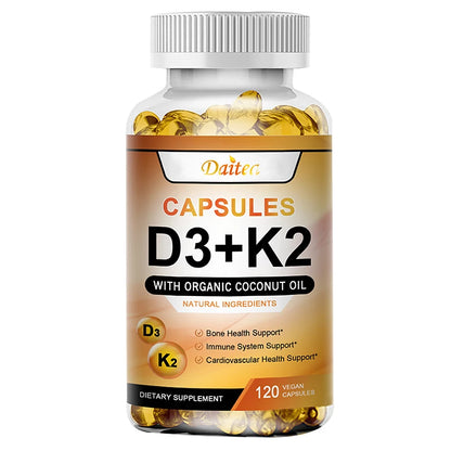 Vitamin K2, D3 supplement to support the immune system and improve body and bone health. 120 capsules 120coumt United States