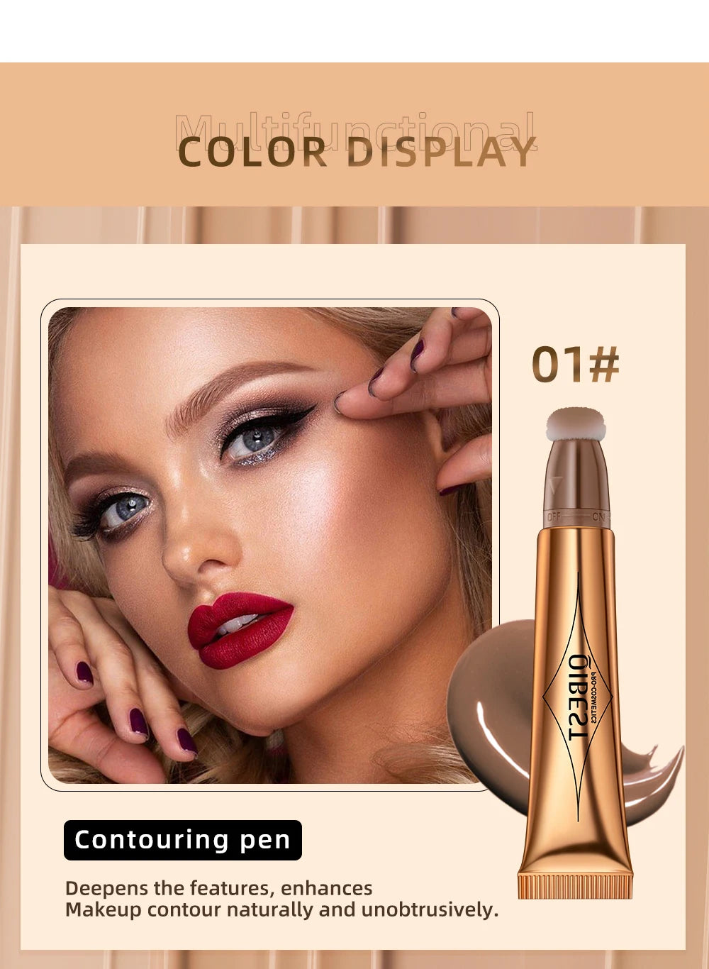 QIBEST Pink Peach Liquid Blush Velvet Matte Blusher Face Pigment Stick Lasting Natural Cream Cheek Tint Blush Makeup Maquillajea