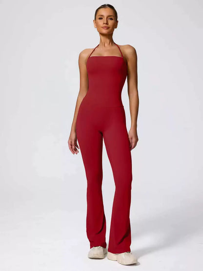 Fashionable Peach-Shaped Hip-Lifting And Neck-Hanging Yoga Jumpsuit For Women Casual And Slightly Flared Fitness Yoga Wear Badiee Stylez