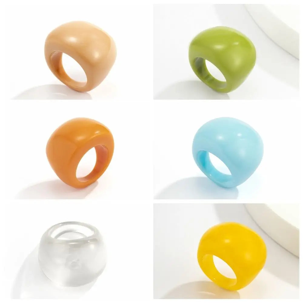 Fashion Resin Plain Ring Candy Color Acrylic Ring Simple Geometric Ring Trendy Ring Exquisite Multicolor Ring Fashion Jewelry