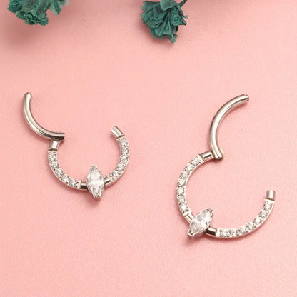 ASTM F136 Titanium Nose Rings Septum Piercing 16G Marquise Earring Helix Daith Piercing Punk Implant Grade Titanium Body Jewelry Badiee Stylez