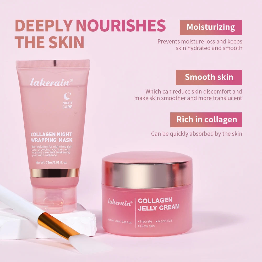 Collagen Jelly Cream Hydrolyzed Collagen Overnight Facial Mask Wrapping Peel-Off Mask Hydrating Firming Moisturizing SkinCare