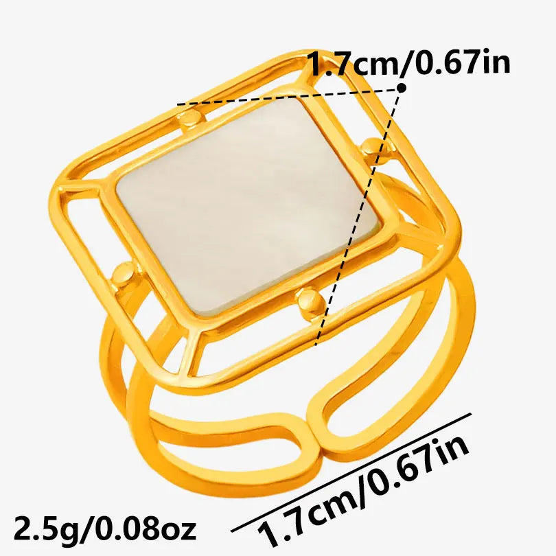 Sea Jewelry Shell Leaf Geometric Round Stainless Steel Rings For Women Men Accessories Open Adjustable Ring Beach Holiday Bagues