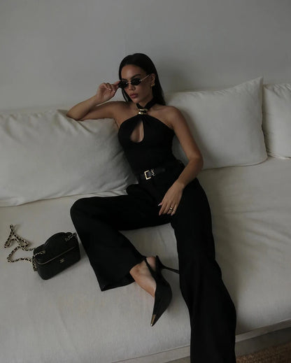 Balitops Sexy Basic Knit Hollow Out Tank Tops Women Vest Pullovers Metal Ring Camisole Sleeveless Skinny Knitted Bodycon Tops