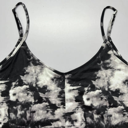 Spring and summer plus size suspender jumpsuit tie-dye print with pockets