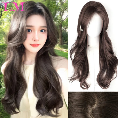 LM Long Silky Straight Synthetic Wigs with Bangs Black Cosplay Party Lolita Hair Wigs for Women Natural Heat Resistant Wig T1B PURPLE