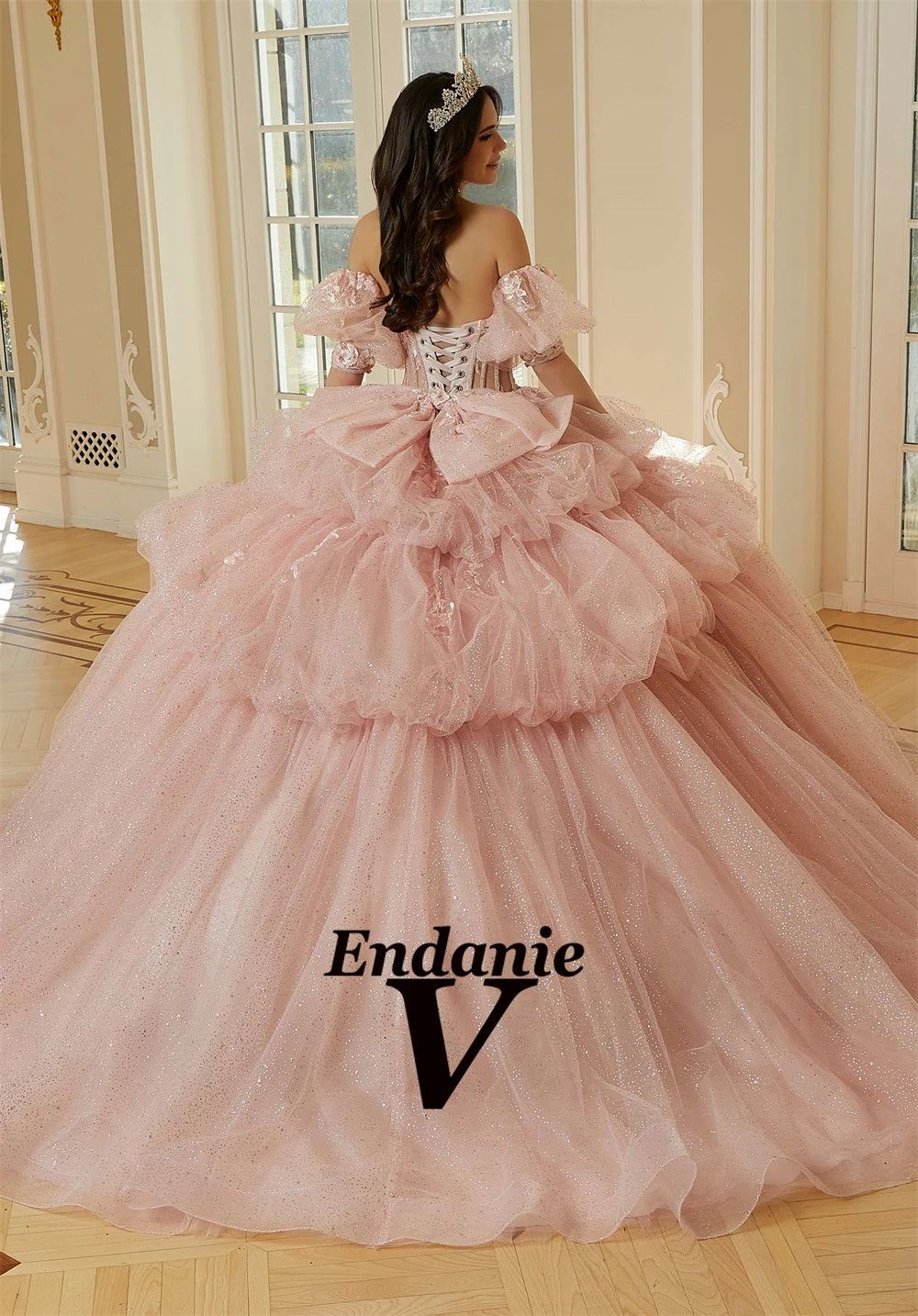 Vendanie Classic Quinceanera Dress Rhinestones Ruched Sweetheart Lace up Tulle Ball Gown Vestidos De 15 Anos Customized Badiee Stylez