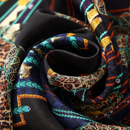 2025 Summer Bohemian Dresses For Women Elegant V-neck High Waist Women's Print Black Dress A-line 100% Real Silk Long Midi Dress Badiee Stylez