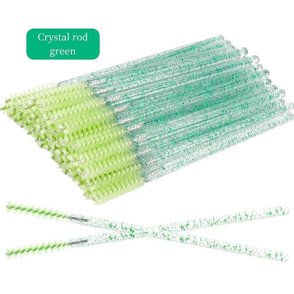 50pcs Grafted eyelashes Single color disposable eyelash brush Spiral eye Makeup Eyelash curler makeup brush cosmetic tools C502-green 50pcs