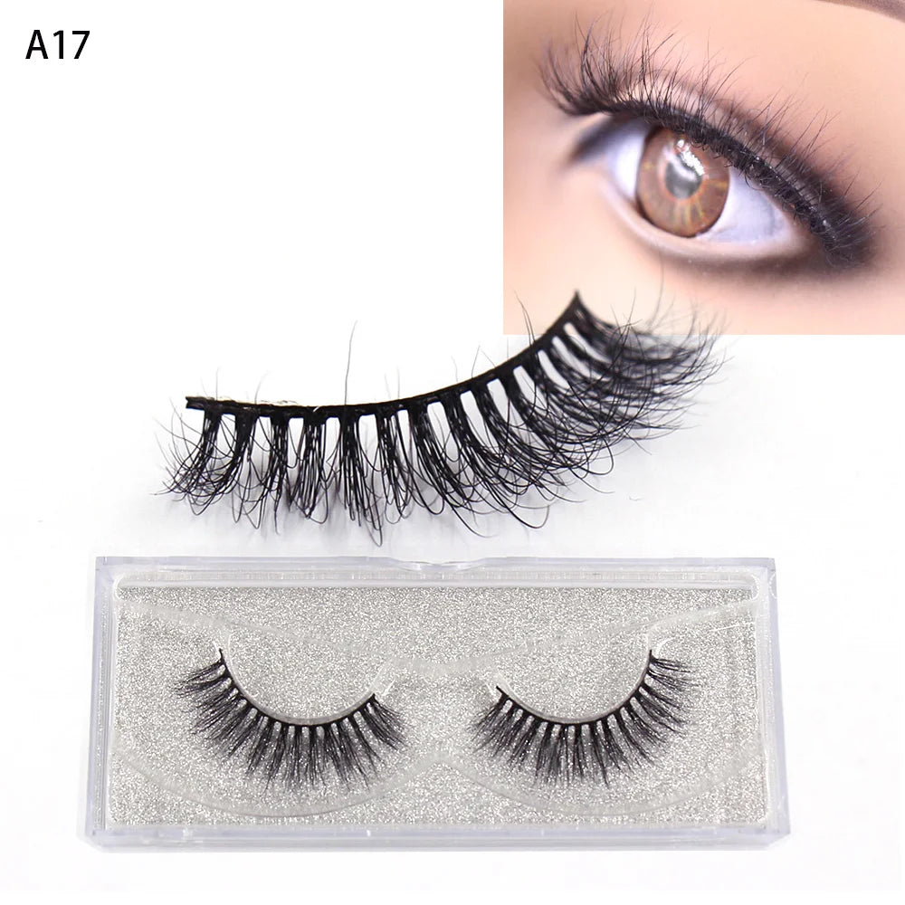 LEHUAMAO False Eyelashes Mink Lashes Natural Thick False Eyelashes Extension Wispy Soft Lashes Makeup Tools D22 1Pair-A17