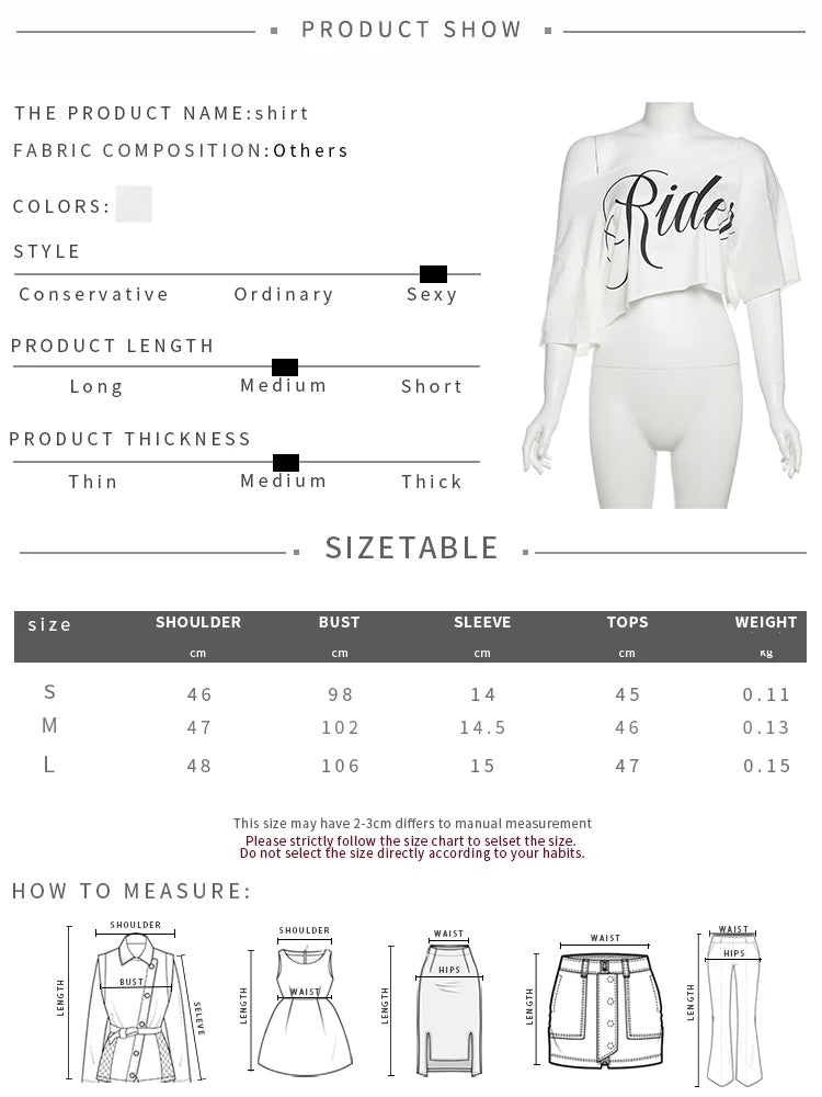 Nibber Loose Letter Print Mini t-Shirt Women Summer Trend Biased Collar Versatile Street Skinny Simple Classic Party Daily Tops