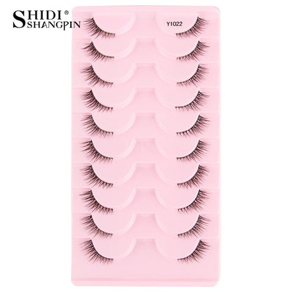 SHIDISHANGPIN 5/10Pairs False Lashes Cat Eye Eyelashes Eyelash Extension 3D Mink Half Lashes Natural Makeup faux Cils maquiagem 10 Pairs Y1022